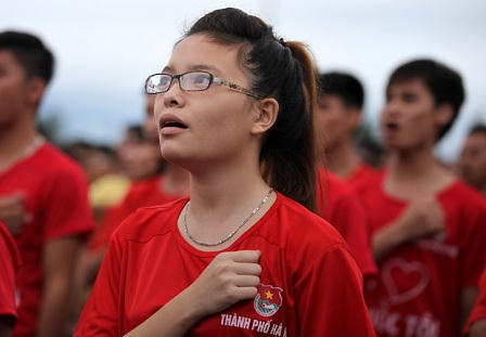 12.000 đoàn viên, thanh niên hát Quốc ca dưới cờ Tổ quốc